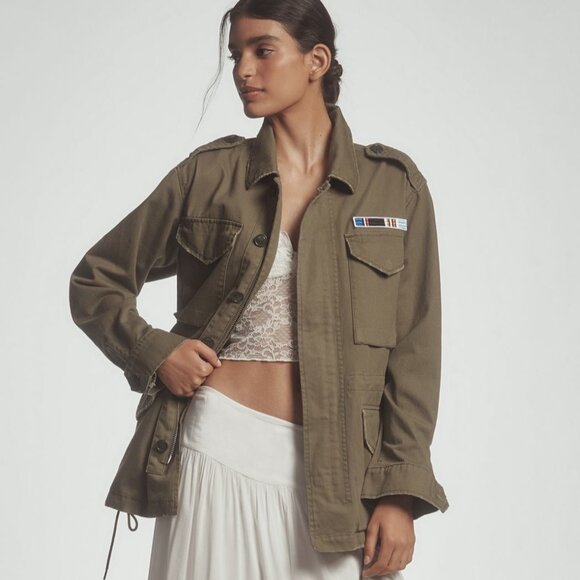 NWT Anthropologie by Pilcro Olive Green Utility/Military Jacket in Women's 1X - Picture 1 of 16